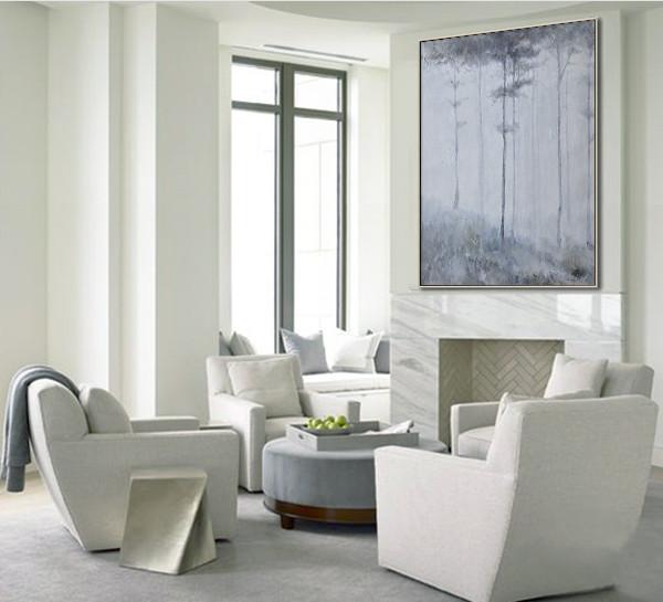 Extra Large Textured Painting On Canvas,Abstract Landscape Painting,Large Abstract Art Handmade Acrylic Painting,White,Grey,Black.etc